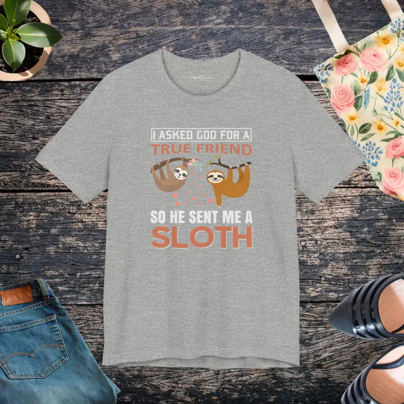 God Sent me a Sloth Unisex Jersey Short Sleeve Tee - Athletic Heather / s T-shirt