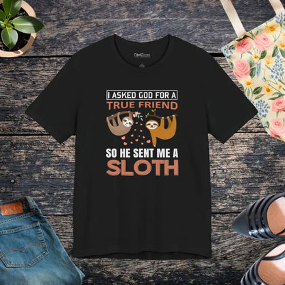 God Sent me a Sloth Unisex Jersey Short Sleeve Tee - Black / s T-shirt