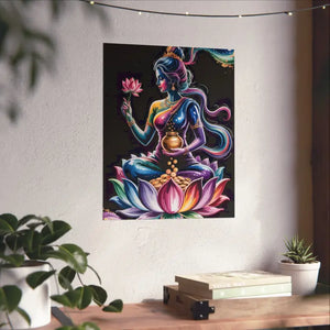 Poster - Lakshmi Lotus - Matte Vertical Spiritual Wall Art - Dipaliz