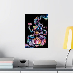 Poster - Lakshmi Lotus - Matte Vertical Spiritual Wall Art - Dipaliz