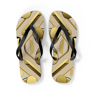 Gold Abstract Flip Flops - Summer Vibes Beach Parties - Dipaliz - Slippers