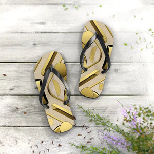 Gold Abstract Flip Flops - Summer Vibes Beach Parties - Dipaliz - Slippers