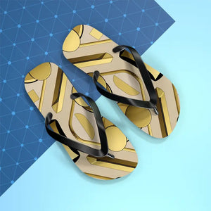 Gold Abstract Flip Flops - Summer Vibes Beach Parties - Dipaliz - Slippers