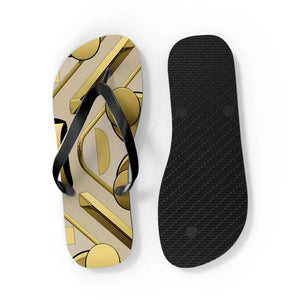 Gold Abstract Flip Flops - Summer Vibes Beach Parties - Dipaliz - Slippers