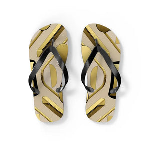 Gold Abstract Flip Flops - Summer Vibes Beach Parties - Dipaliz - Slippers