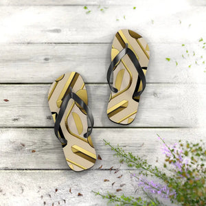 Gold Abstract Flip Flops - Summer Vibes Beach Parties - Dipaliz - Slippers
