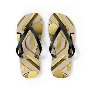 Gold Abstract Flip Flops - Summer Vibes Beach Parties - Dipaliz - m / Black Sole - Slippers