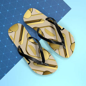 Gold Abstract Flip Flops - Summer Vibes Beach Parties - Dipaliz - Slippers