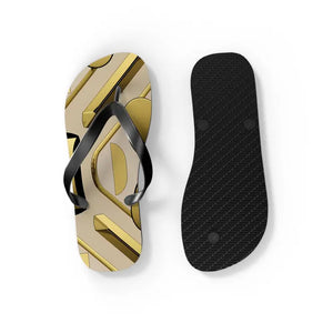 Gold Abstract Flip Flops - Summer Vibes Beach Parties - Dipaliz - Slippers