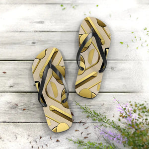 Gold Abstract Flip Flops - Summer Vibes Beach Parties - Dipaliz - Slippers