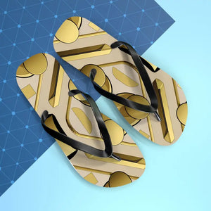 Gold Abstract Flip Flops - Summer Vibes Beach Parties - Dipaliz - Slippers