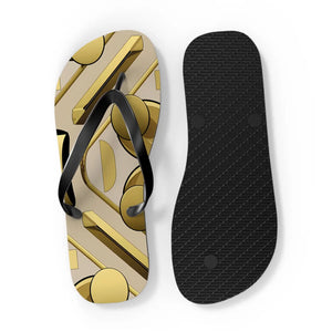 Gold Abstract Flip Flops - Summer Vibes Beach Parties - Dipaliz - Slippers