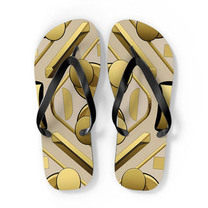 Gold Abstract Flip Flops - Summer Vibes Beach Parties - Dipaliz - Slippers