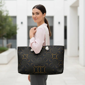 DipaliZ gold abstract pattern weekender bag in 100% spun polyester