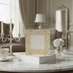 Gold Baroque Paper Napkins - Elegant Vintage Damask - Dipaliz - White / 4.75’’ x / 50 Pcs - Home Decor