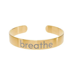 Accessories - Gold Engraved Cuff Breathe Inspiration Bracelet - Dipaliz one Size / 18k Pvd Coating