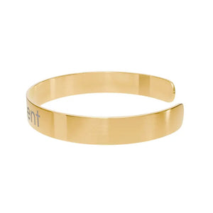 Accessories - Gold Engraved Cuff Bracelet - be Present Mindful Reminder - Dipaliz one Size / 18k Pvd Coating