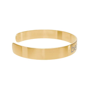 Accessories - Gold Engraved Cuff Bracelet - be Present Mindful Reminder - Dipaliz one Size / 18k Pvd Coating