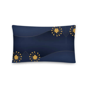 Navy Blue Basic Pillow Gold Flower 18x18 - Dipaliz - Throw Pillows