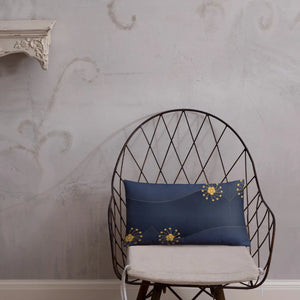 Navy Blue Basic Pillow Gold Flower 18x18 - Dipaliz - Throw Pillows