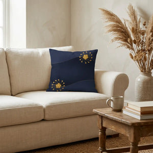 Dipaliz navy blue gold flower throw pillow polyester - pillows