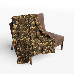Gold Foliage Arctic Fleece Blanket - Dipaliz - Blankets