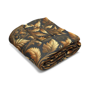 Gold Foliage Arctic Fleece Blanket - Dipaliz - Blankets