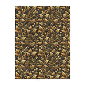 Gold Foliage Arctic Fleece Blanket - Dipaliz - Blankets