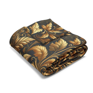 Gold Foliage Arctic Fleece Blanket - Dipaliz - Blankets