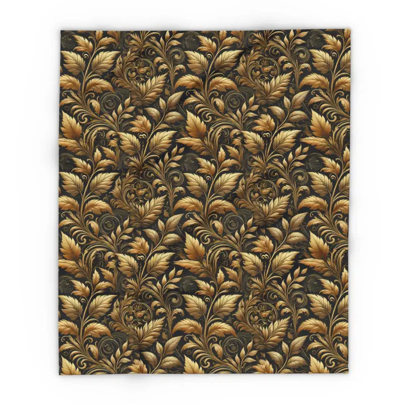 Gold Foliage Arctic Fleece Blanket - Vibrant Home Decor - 50’’ × 60’’