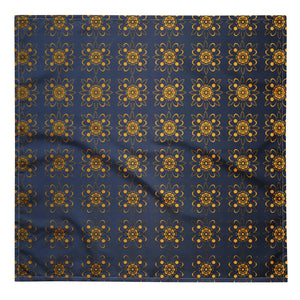 Dynamic Print Bandana - Blue and Gold Statement Piece - Dipaliz - Bandanas