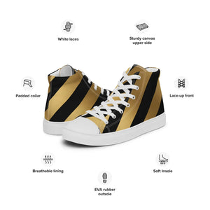 Bold Metallic Gold Stripes Sneakers - Canvas Shoes - Dipaliz