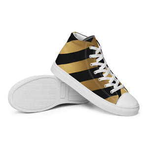 Bold Metallic Gold Stripes Sneakers - Canvas Shoes - Dipaliz