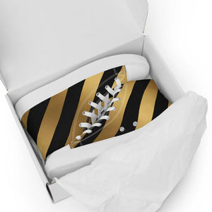 Bold Metallic Gold Stripes Sneakers - Canvas Shoes - Dipaliz
