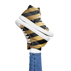 Bold Metallic Gold Stripes Sneakers - Canvas Shoes - Dipaliz