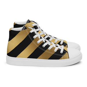 Bold Metallic Gold Stripes Sneakers - Canvas Shoes - Dipaliz