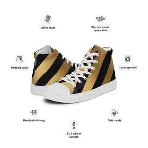 Gold Stripes Sneakers - Breathable Canvas Glow Shoes - Dipaliz