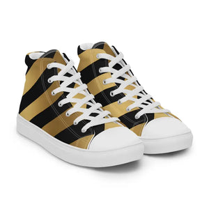 Gold Stripes Sneakers - Breathable Canvas Glow Shoes - Dipaliz