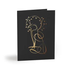Golden Bird Blank Greeting Cards - Artistic Design - Dipaliz - 24 Pcs / Matte / 4.25” x 5.5” - & Note