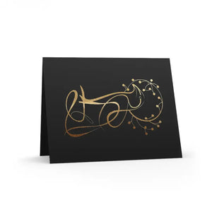 Golden Bird Blank Greeting Cards - Artistic Design - Dipaliz - & Note