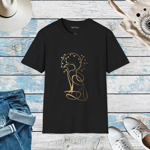 Golden Bird Tree Graphic Softstyle t Shirt - Dipaliz - Black / s - T-shirts
