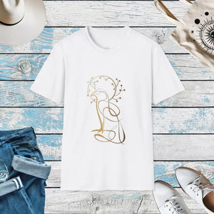 Golden Bird Tree Graphic Softstyle t Shirt - Dipaliz - White / l - T-shirts