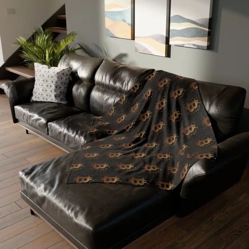 Cozy Up with a Soft Golden Bitcoin Cryptocurrency Blanket - Home Decor