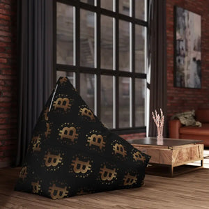 Bitcoin Bean Bag Cover - Golden Futuristic Style - Dipaliz - Slipcovers