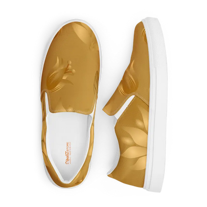 Step Into Elegance with Golden Bloom Canvas Shoes