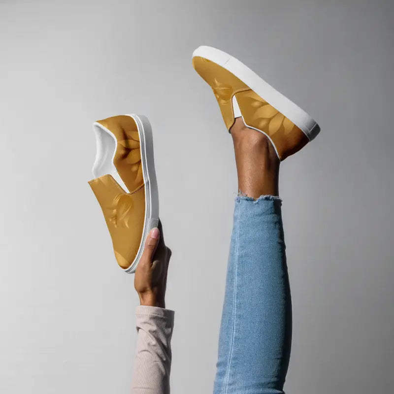 Step Into Elegance with Golden Bloom Canvas Shoes