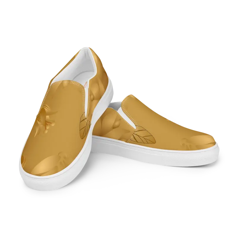 Step Into Elegance with Golden Bloom Canvas Shoes