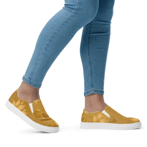 Canvas Shoes Golden Flowers Women’s Slip on Comfort - Dipaliz - Sneakers
