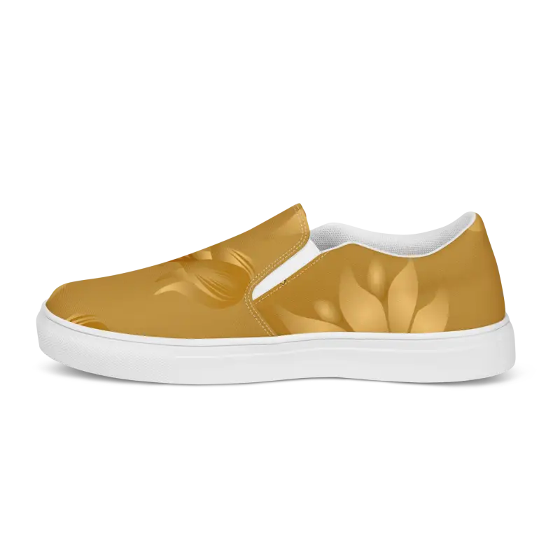 Step Into Elegance with Golden Bloom Canvas Shoes