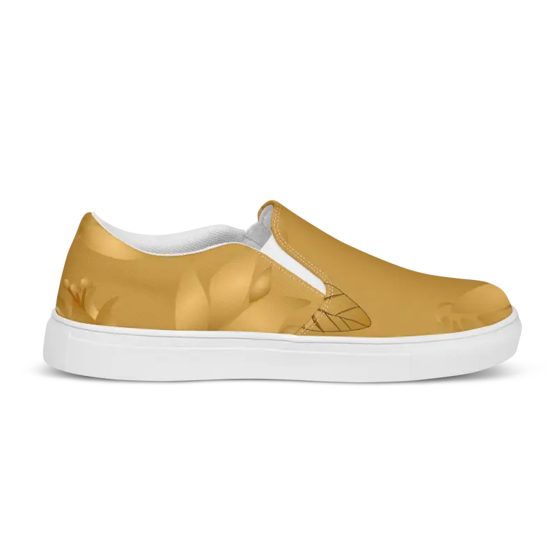 Step Into Elegance with Golden Bloom Canvas Shoes